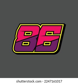 Simple design number for all about sports and racing. Racing number 86