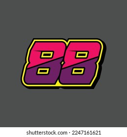 Simple design number for all about sports and racing. Racing number 88