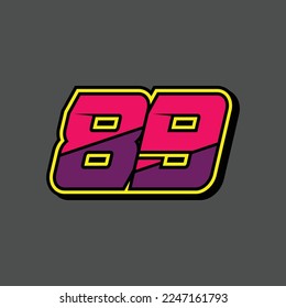 Simple design number for all about sports and racing. Racing number 89