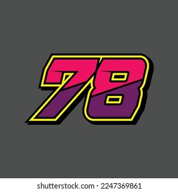 Simple design number for all about sports and racing. Racing number 78