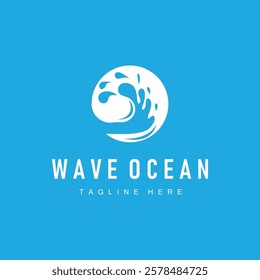 simple design of ocean wave logo with ocean blue color concept illustration symbol icon