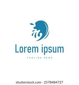 simple design of ocean wave logo with ocean blue color concept illustration symbol icon