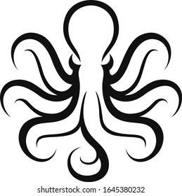 Simple Design of Octopus with 7 Tentacles Logotype