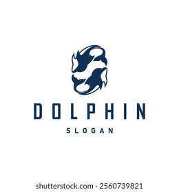 simple design open sea animal dolphin logo with simple sea dolphin concept illustration template