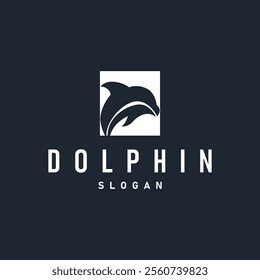 simple design open sea animal dolphin logo with simple sea dolphin concept illustration template