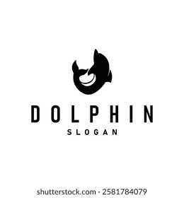 simple design open sea animal dolphin logo with simple sea dolphin concept illustration template