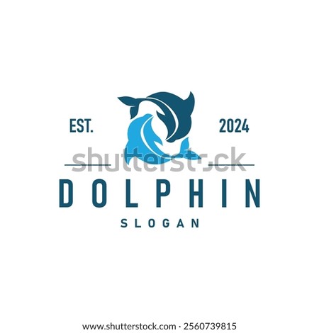 simple design open sea animal dolphin logo with simple sea dolphin concept illustration template