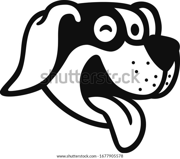 Simple Design Outline Dog Head Smiling Stock Vector (royalty Free 