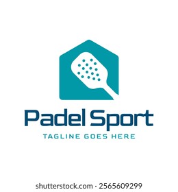 Simple Design of  Paddle Racket with House Symbol Icon Sports Logo Illustration