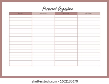A simple design of password organizer