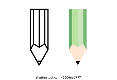 simple design of pencil. flat pen icon set. white background. school concept.