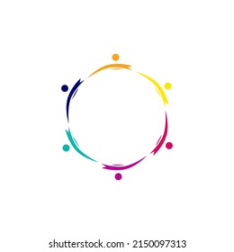 GENTE DE DISEÑO SENCILLO EN CÍRCULO, GENTE JUNTA FIRMA, SÍMBOLO, ARTE, LOGO AISLADO EN BLANCO