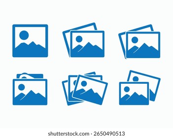 Simple design photography icon set vector.  Gallery icon set. Image gallery. Picture symbol .Photo signs. Silhouette of an image, Photo album icon. Vector illustration. picture icons, gallery icons.