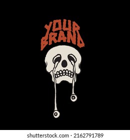 Simple design, picture of a skull with popping eyes, perfect for printing on t-shirts or as stickers.