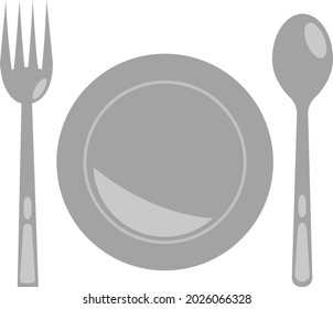 Simple design of a plate, spoon, and fork