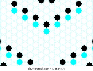 Simple design polygons Arabic inspiration cyan and black