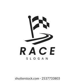 Simple design race flag logo template, Race flag Icon - Vector