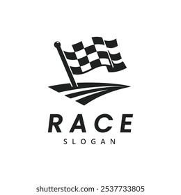 Simple design race flag logo template, Race flag Icon - Vector