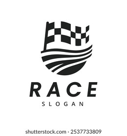 Simple design race flag logo template, Race flag Icon - Vector