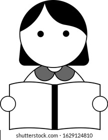 A simple design of reading girl