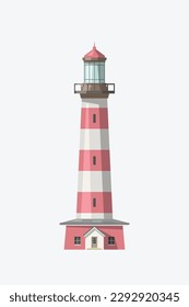 simple design red color lighthouse on white