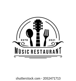 simple design restaurant music logo template vector 