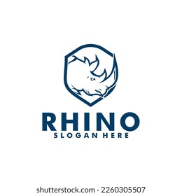 Simple Design of  Rhino head logo, secure logo with head Rhino vector template