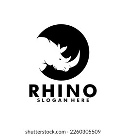 Diseño simple del logotipo de la cabeza del rinoceronte, logotipo de la línea de la cabeza Rhino vectorial plantilla