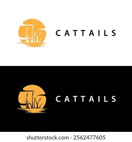 simple design river garden logo cattails river grass illustration template symbol