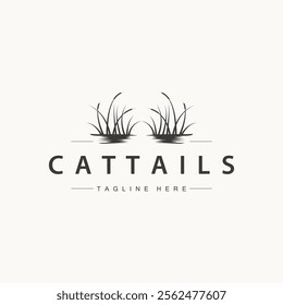 simple design river garden logo cattails river grass illustration template symbol