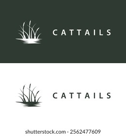 simple design river garden logo cattails river grass illustration template symbol