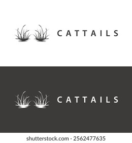 simple design river garden logo cattails river grass illustration template symbol