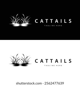 simple design river garden logo cattails river grass illustration template symbol