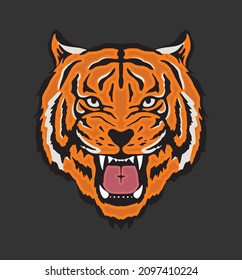 Simple Design of Roaring Tiger Head Tattoo Style Vector