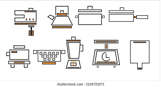 einfaches Design-Set für Küchengeräte-Zeilensymbol