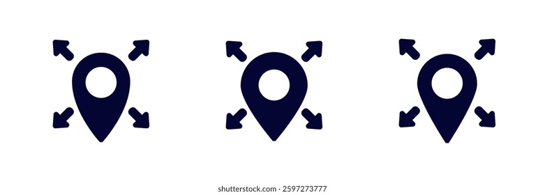 Simple design showing a location pin with arrows in various directions for navigation or direction use.