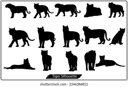 Simple Design of Silhouette of Tiger Walking Vector