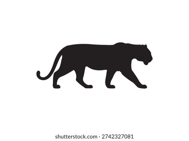 Simple Design of Silhouette of Tiger Walking Vector
