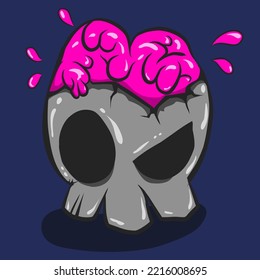 Simple design skull vector art  So cute and pinky brains  A happy cartoon character icon to your Halloween time  