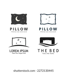 Simple Design Sleeping Pillow. Logo for Business, Interior, Furniture and Sleep Symbol.