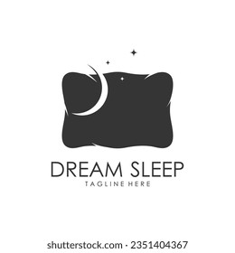 Simple Design Sleeping Pillow. Logo for Business, Interior, Furniture and Sleep Symbol.