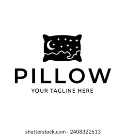 Simple Design Sleeping Pillow. Logo for Business, Interior, Furniture and Sleep Symbol.