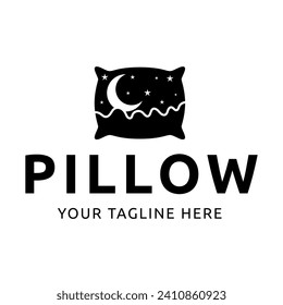 Simple Design Sleeping Pillow. Logo for Business, Interior, Furniture and Sleep Symbol.