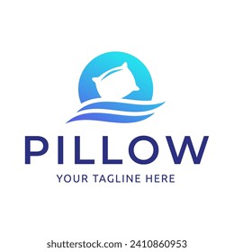 Simple Design Sleeping Pillow. Logo for Business, Interior, Furniture and Sleep Symbol.