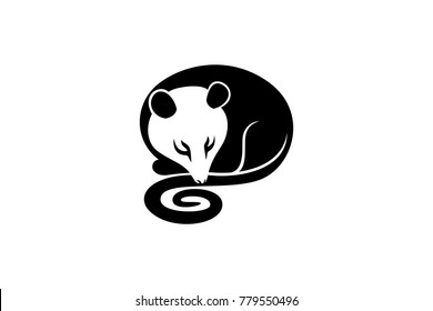 Simple Design Of Sleeping Possum (opossum) 