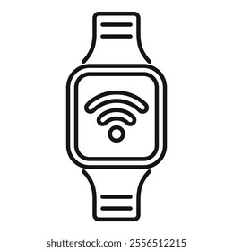 Simple design of a smartwatch showing wifi signal icon on screen, perfect for representing wireless connection concepts