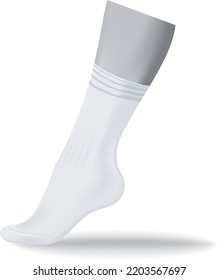 Simple Design Of Socks With Mid Calf Length. Isolated Piece Of Clothes For Men And Women, Unisex Clothing In Shop Or Store. Assortment Of Apparel Addition And Fashion Outfit. Vector In Flat Style