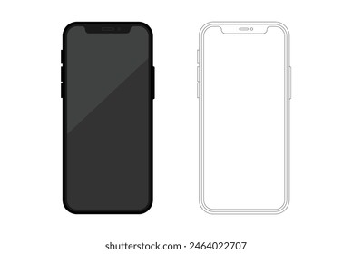 Einfaches Design von Standard-Smartphones für Mockups. Design für Benutzerfreundlichkeit. Vektorillustration.