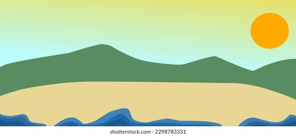simple design of summer beach and natural scenery background template.