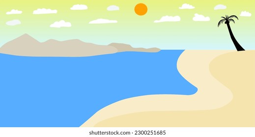 simple design of summer beach and natural scenery background template.